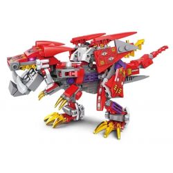 Kazi KY8087 8087 non  TÍCH LŨY TYRANNOSAURUS ĐỎ tỷ lệ 1:72 bộ đồ chơi xếp lắp ráp ghép mô hình MECHANICAL BEAST 262 khối