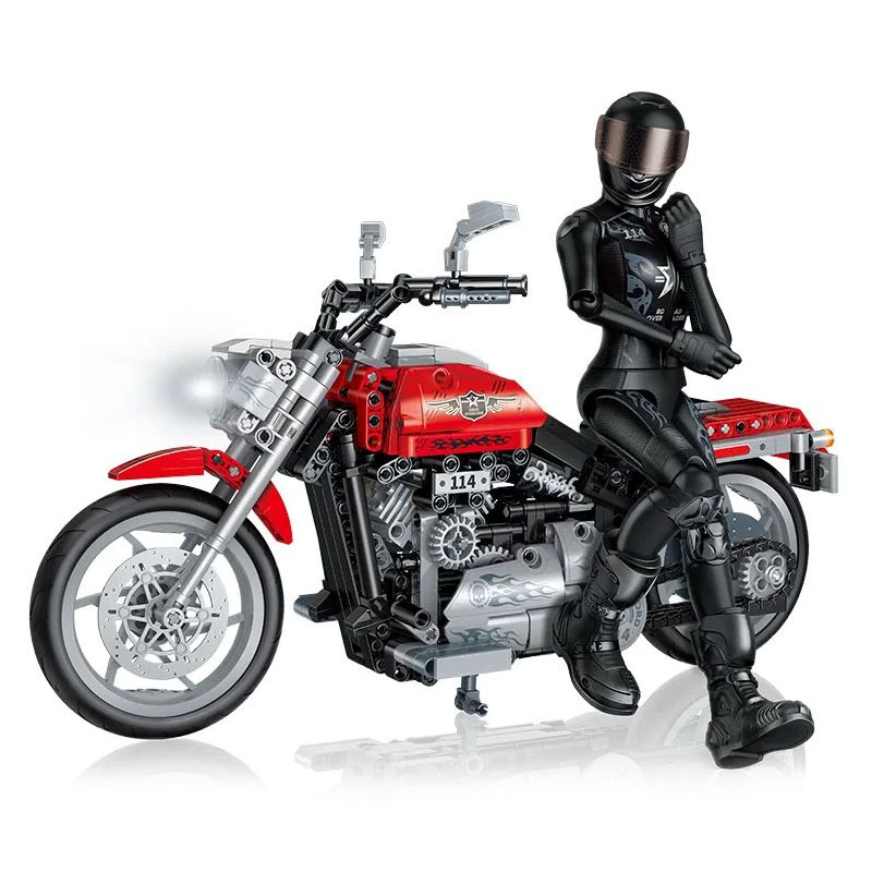 GUDI 70008 non  XE MÁY ĐIÊN ROAD FIGHTER 114 bộ đồ chơi xếp lắp ráp ghép mô hình  Kỹ Thuật Công Nghệ Cao Mô Hình Phương Tiện 896 khối