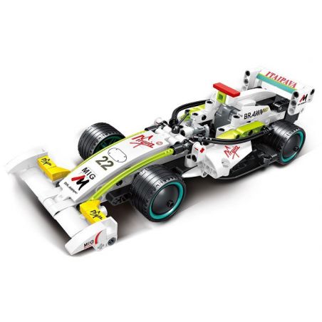 MINGDI LEIBAO K0675 0675 non  ĐUA XE PULL BACK CÔNG THỨC MÀU TRẮNG tỷ lệ 1:18 bộ đồ chơi xếp lắp ráp ghép mô hình  Kỹ Thuật Công Nghệ Cao Mô Hình Phương Tiện 289 khối