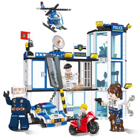 JIESTAR 50003 non  TRỤ SỞ CẢNH SÁT bộ đồ chơi xếp lắp ráp ghép mô hình City Thành Phố 592 khối