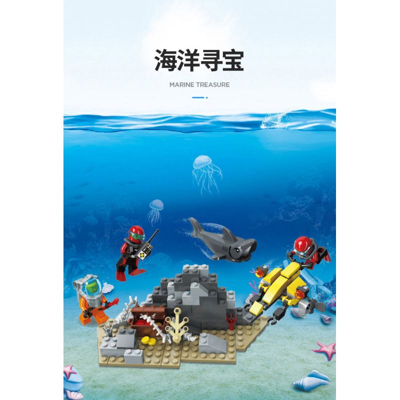 JIESTAR 20549 non  SĂN TÌM KHO BÁU ĐẠI DƯƠNG bộ đồ chơi xếp lắp ráp ghép mô hình City MARINE TREASURE Thành Phố 146 khối