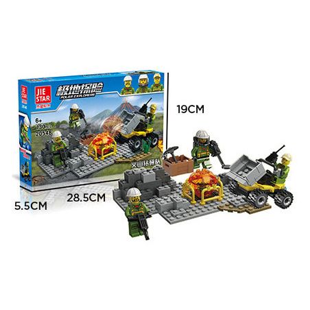 JIESTAR 20548 non  NHÓM NGHIÊN CỨU NÚI LỬA bộ đồ chơi xếp lắp ráp ghép mô hình City VOLCANIC Thành Phố 130 khối