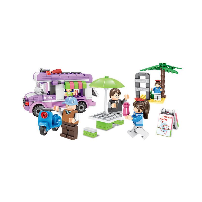 JIESTAR 20314 non  XE TẢI ĐỒ UỐNG LẠNH DI ĐỘNG bộ đồ chơi xếp lắp ráp ghép mô hình City Thành Phố