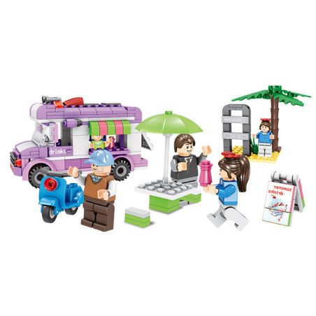 JIESTAR 20314 non  XE TẢI ĐỒ UỐNG LẠNH DI ĐỘNG bộ đồ chơi xếp lắp ráp ghép mô hình City Thành Phố