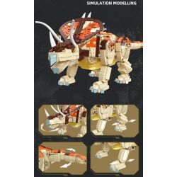 JIESTAR 92450 non  THẾ GIỚI KHỦNG LONG TRICERATOPS bộ đồ chơi xếp lắp ráp ghép mô hình 1215 khối