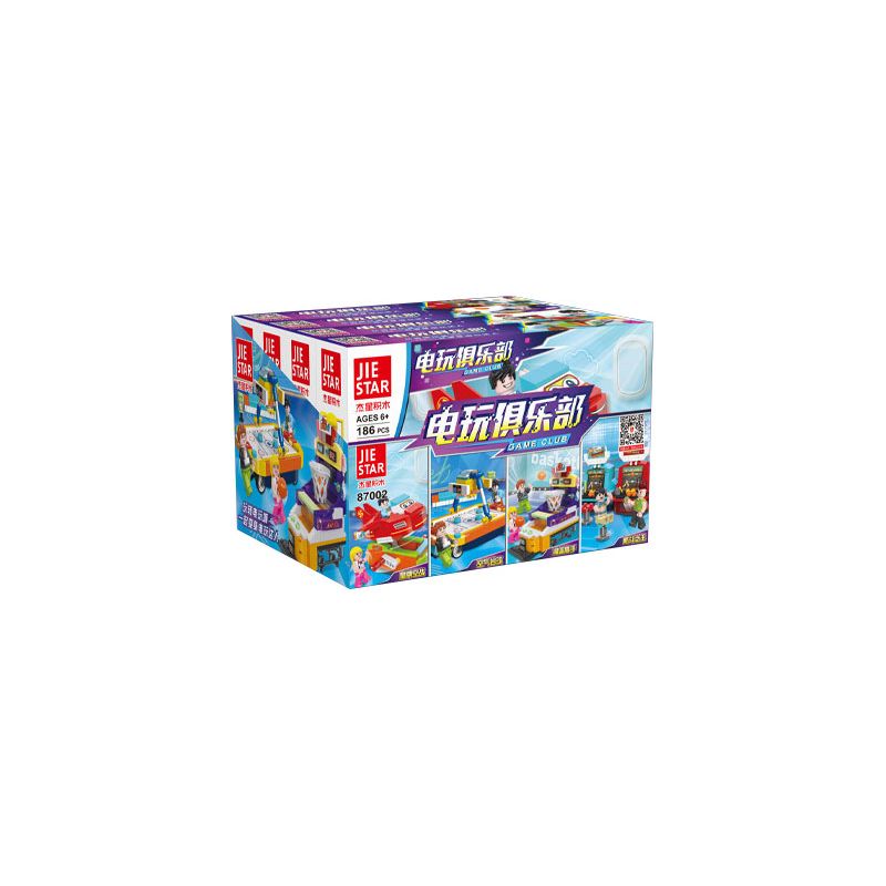 JIESTAR 87002 non  CÂU LẠC BỘ TRÒ CHƠI ĐIỆN TỬ 4 LOẠI bộ đồ chơi xếp lắp ráp ghép mô hình City Thành Phố 764 khối