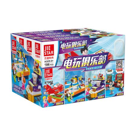 JIESTAR 87002 non  CÂU LẠC BỘ TRÒ CHƠI ĐIỆN TỬ 4 LOẠI bộ đồ chơi xếp lắp ráp ghép mô hình City Thành Phố 764 khối