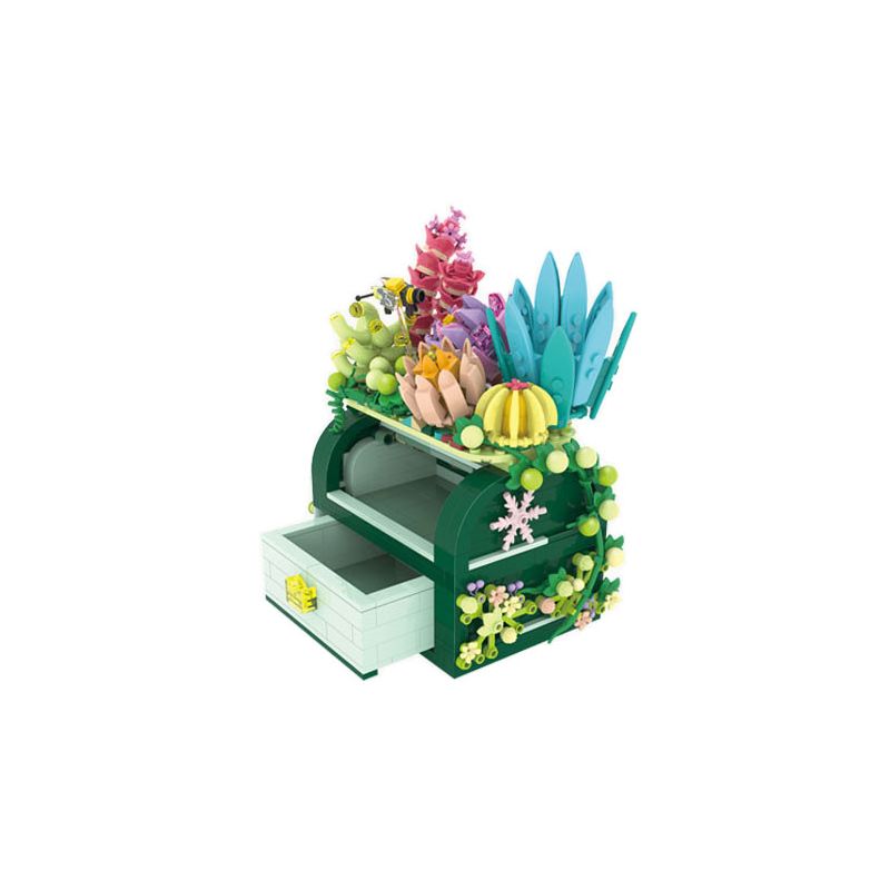 ZHEGAO 663004 non  RƯƠNG KHO BÁU MỌNG NƯỚC bộ đồ chơi xếp lắp ráp ghép mô hình Creator SUCCULENT BOX Sáng Tạo 867 khối