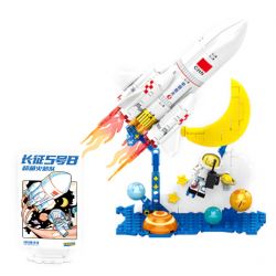 SEMBO 203356 non  TÊN LỬA SIÊU DỄ THƯƠNG LONG MARCH 5B DU HÀNH TRONG THIÊN bộ đồ chơi xếp lắp ráp ghép mô hình City Thành Phố