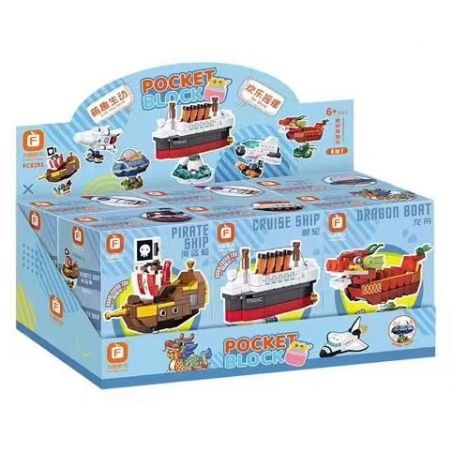FORANGE FC8291 8291 non  ROAMING SHAKE 6 MẪU TÀU CƯỚP BIỂN DU LỊCH THUYỀN RỒNG TÊN LỬA VŨ TRỤ CON THOI ĐĨA BAY bộ đồ chơi xếp lắp ráp ghép mô hình Creator POCKET BLOCK Sáng Tạo 633 khối