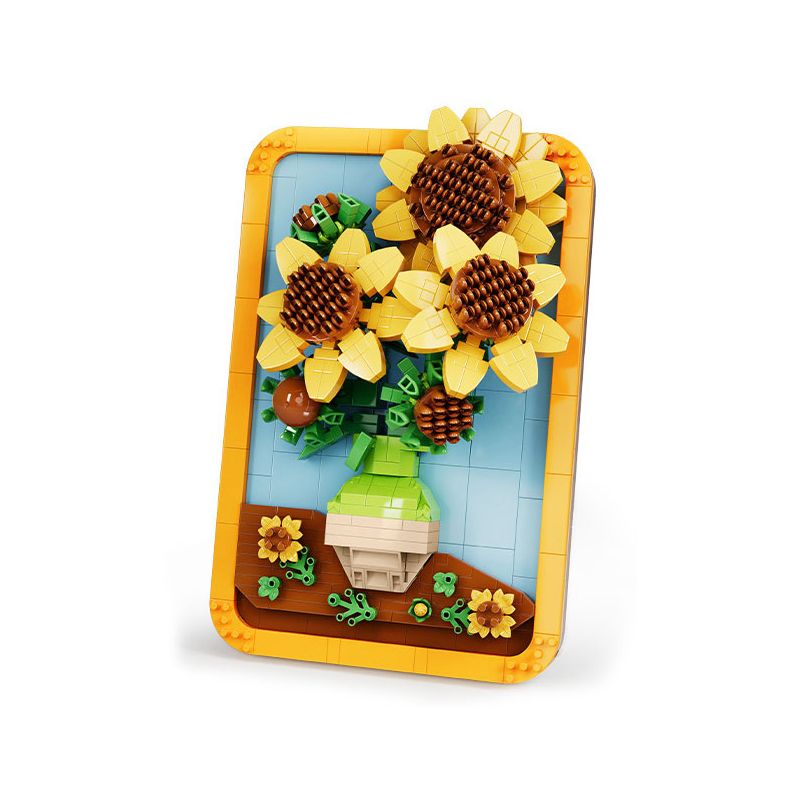 MOYU BLOCK MY97110 97110 non  BỨC TRANH NỔI TIẾNG THẾ GIỚI HOA HƯỚNG DƯƠNG bộ đồ chơi xếp lắp ráp ghép mô hình Art FAMOUS PAINTINGS SUNFLOWERS 871 khối