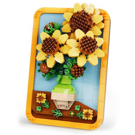 MOYU BLOCK MY97110 97110 non  BỨC TRANH NỔI TIẾNG THẾ GIỚI HOA HƯỚNG DƯƠNG bộ đồ chơi xếp lắp ráp ghép mô hình Art FAMOUS PAINTINGS SUNFLOWERS 871 khối