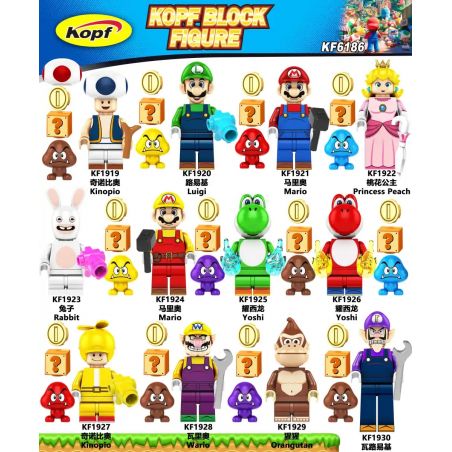 KOPF KF1923 1923 KF1924 1924 KF1925 1925 KF1926 1926 KF1927 1927 KF1928 1928 KF1929 1929 KF1930 1930 KF6186 6186 KF1919 1919 KF1920 1920 KF1921 1921 KF1922 1922 non  MARIO MINIFIGURES 12 PHONG CÁCH bộ đồ chơi xếp lắp ráp ghép mô hình Super Mario Thợ Sửa Ống Nước