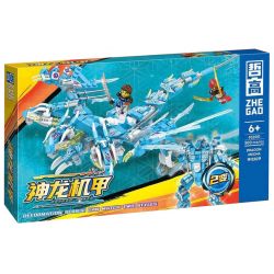 ZHEGAO 932011 non  SHENLONG MECHA MÀU XANH bộ đồ chơi xếp lắp ráp ghép mô hình DRAGON MECHA 500 khối