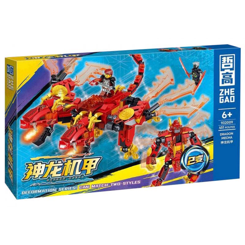 ZHEGAO 932009 non  SHENLONG MECHA MÀU ĐỎ bộ đồ chơi xếp lắp ráp ghép mô hình DRAGON MECHA 451 khối