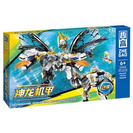 ZHEGAO 932008 non  SHENLONG MECHA TRẮNG bộ đồ chơi xếp lắp ráp ghép mô hình DRAGON MECHA 427 khối