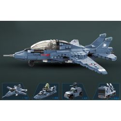 QIAO LE TONG 1516 non  MÁY BAY CHIẾN ĐẤU F-14 bộ đồ chơi xếp lắp ráp ghép mô hình Military Army F-14 CARRIER BASED WARPLANE Quân Sự Bộ Đội 419 khối