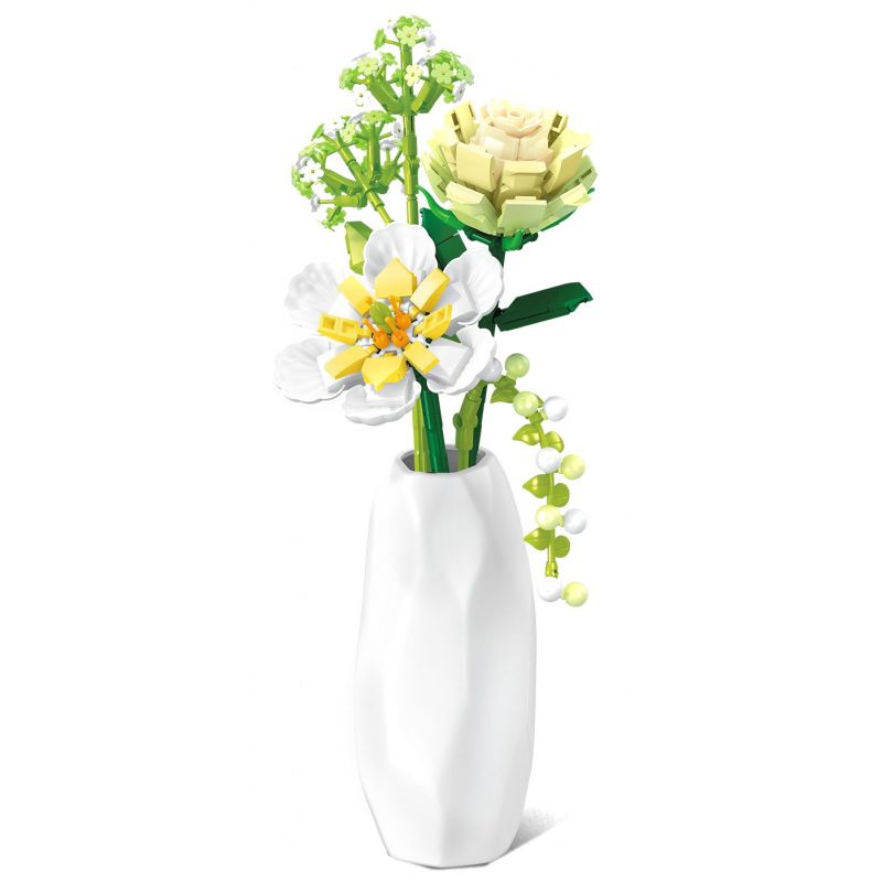 SEMBO 611067 non  SHOP HOA TUYẾT THÊU CAM bộ đồ chơi xếp lắp ráp ghép mô hình Flowers 331 khối