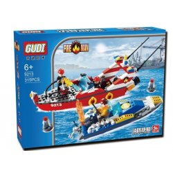 GUDI 9213 non  XUỒNG CỨU HỎA CHỮA CHÁY CANO bộ đồ chơi xếp lắp ráp ghép mô hình City FIREMAN THE WATER SPRAY BOAT Thành Phố 315 khối