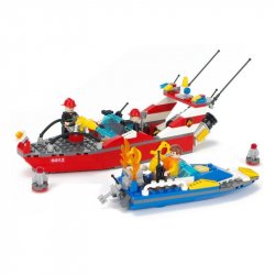 GUDI 9213 non  XUỒNG CỨU HỎA CHỮA CHÁY CANO bộ đồ chơi xếp lắp ráp ghép mô hình City FIREMAN THE WATER SPRAY BOAT Thành Phố 315 khối