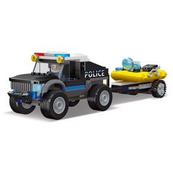 JIESTAR 54105 non  UNIVERSAL CITY VẬN CHUYỂN THUYỀN BƠM HƠI CỦA CẢNH SÁT bộ đồ chơi xếp lắp ráp ghép mô hình HOVERCRAFT FOR POLICE TRANSPORT Thành Phố 135 khối