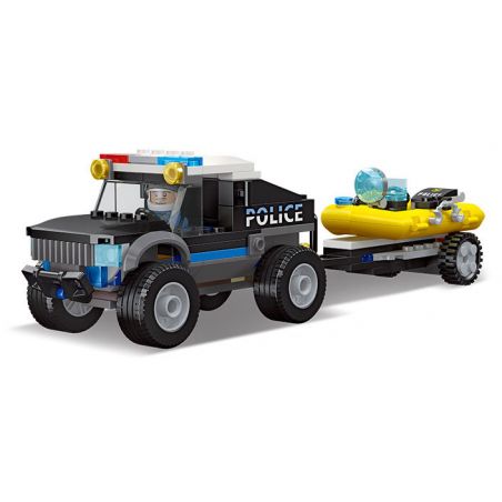 JIESTAR 54105 non  UNIVERSAL CITY VẬN CHUYỂN THUYỀN BƠM HƠI CỦA CẢNH SÁT bộ đồ chơi xếp lắp ráp ghép mô hình HOVERCRAFT FOR POLICE TRANSPORT Thành Phố 135 khối