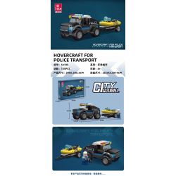 JIESTAR 54105 non  UNIVERSAL CITY VẬN CHUYỂN THUYỀN BƠM HƠI CỦA CẢNH SÁT bộ đồ chơi xếp lắp ráp ghép mô hình HOVERCRAFT FOR POLICE TRANSPORT Thành Phố 135 khối