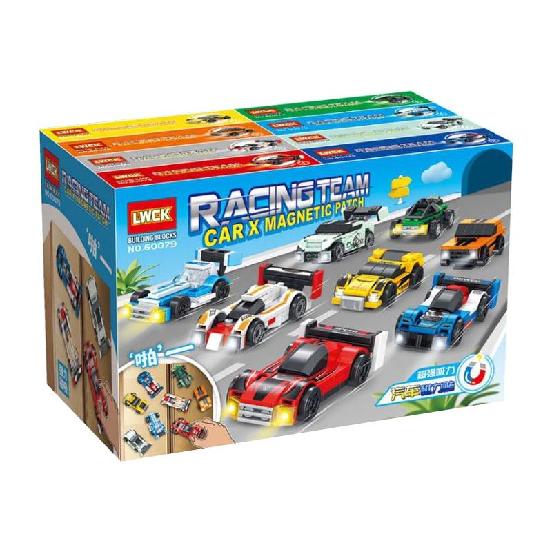 LWCK 60079 non  8 LOẠI MIẾNG DÁN NAM CHÂM Ô TÔ bộ đồ chơi xếp lắp ráp ghép mô hình Racers RACING TEAM Đua Tốc Độ 509 khối