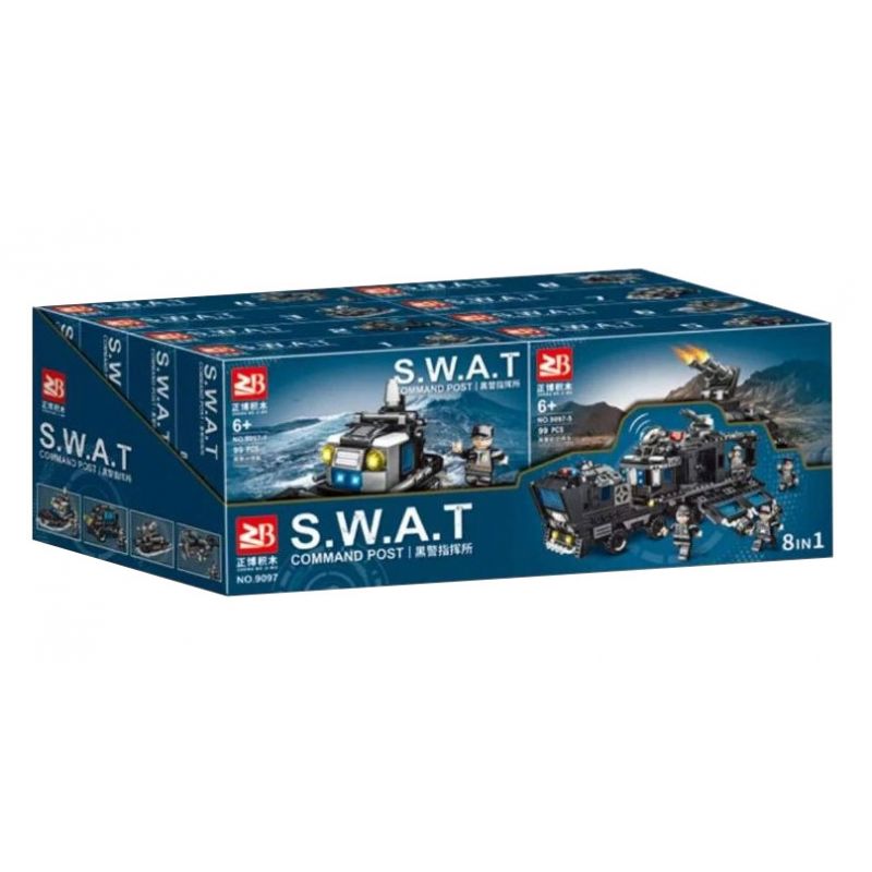 MASAHIRO 9097 non  SỞ CHỈ HUY CẢNH SÁT DA ĐEN SWAT bộ đồ chơi xếp lắp ráp ghép mô hình City SWAT COMMAND POST Thành Phố 775 khối