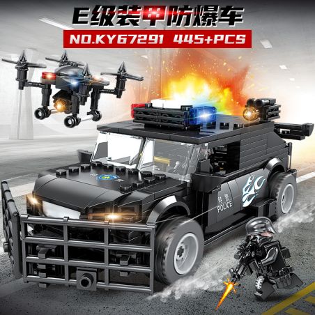 Kazi KY67291 67291 non  LỰC LƯỢNG SWAT XE BỌC THÉP CHỐNG NỔ E-CLASS bộ đồ chơi xếp lắp ráp ghép mô hình City Thành Phố 445 khối