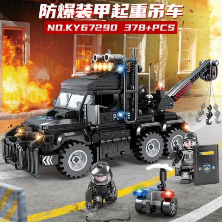 Kazi KY67290 67290 non  LỰC LƯỢNG SWAT CẦN CẨU BỌC THÉP CHỐNG CHÁY NỔ bộ đồ chơi xếp lắp ráp ghép mô hình City Thành Phố 378 khối