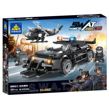 Kazi KY67286 67286 non  LỰC LƯỢNG SWAT SIÊU XE CHỐNG CHÁY NỔ GT-R bộ đồ chơi xếp lắp ráp ghép mô hình City Thành Phố 451 khối