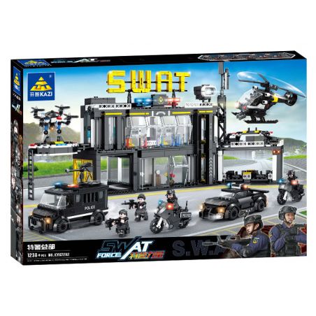 Kazi KY67292 67292 non  LỰC LƯỢNG SWAT TRỤ SỞ bộ đồ chơi xếp lắp ráp ghép mô hình Super Police Force Siêu Cảnh Sát 1238 khối