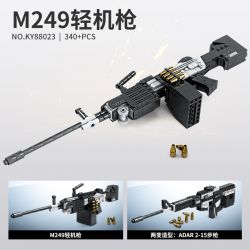Kazi KY88023 88023 non  SÚNG MÁY HẠNG NHẸ M249 bộ đồ chơi xếp lắp ráp ghép mô hình Gun 340 khối