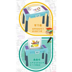 Kazi KY019A 019A non  BÀN HỌC bộ đồ chơi xếp lắp ráp ghép mô hình Storage LEARNING DESK