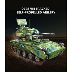 JIESTAR 61062 non  PHÁO PHÒNG KHÔNG ĐÔI 35 TYPE 09 bộ đồ chơi xếp lắp ráp ghép mô hình Military Army 09 35MM TRACKED SELF-PROPELLED ARILERY Quân Sự Bộ Đội 358 khối