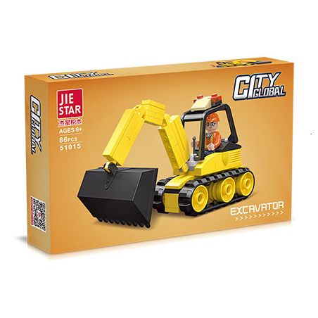 JIESTAR 51015 non  XE XÂY DỰNG UNIVERSAL CITY MÁY XÚC bộ đồ chơi xếp lắp ráp ghép mô hình MACHINESHOP TRUCK EXCAVATOR Thành Phố 86 khối