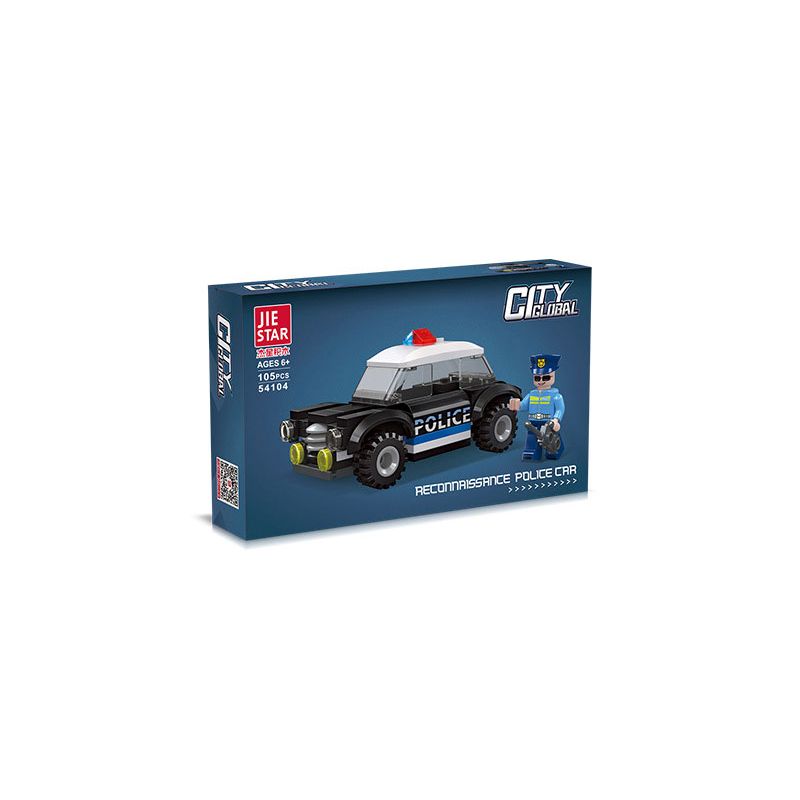 JIESTAR 54104 non  THÀNH PHỐ VŨ TRỤ XE CẢNH SÁT bộ đồ chơi xếp lắp ráp ghép mô hình City GLOBAL CITY POLICE CAR 105 khối