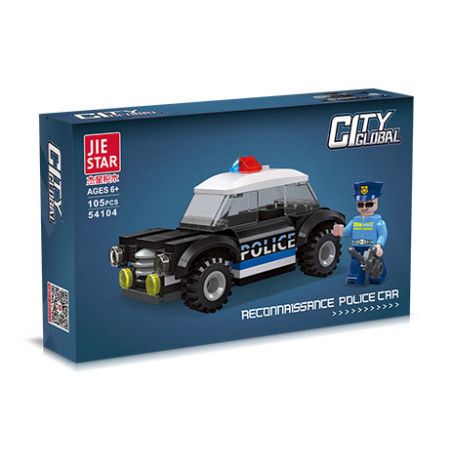 JIESTAR 54104 non  THÀNH PHỐ VŨ TRỤ XE CẢNH SÁT bộ đồ chơi xếp lắp ráp ghép mô hình City GLOBAL CITY POLICE CAR 105 khối