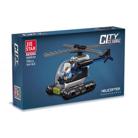 JIESTAR 54102 non  THÀNH PHỐ VŨ TRỤ TRỰC THĂNG CẢNH SÁT bộ đồ chơi xếp lắp ráp ghép mô hình City GLOBAL CITY HELICOPTER 78 khối