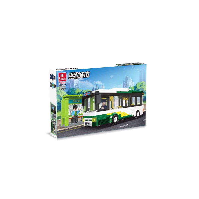 JIESTAR 55007 non  THÀNH PHỐ TOÀN CẦU XE BUÝT bộ đồ chơi xếp lắp ráp ghép mô hình City GLOBAL CITY BUS 385 khối