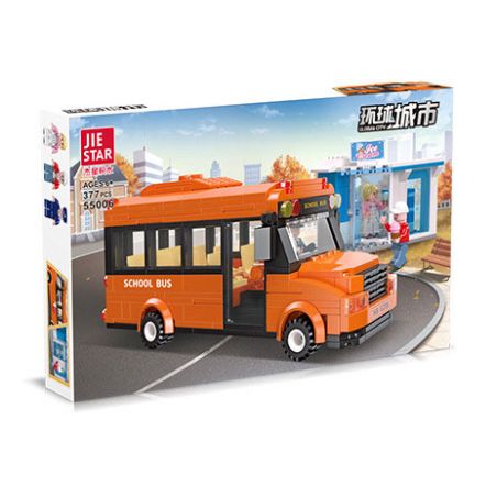 JIESTAR 55006 non  THÀNH PHỐ TOÀN CẦU XE BUÝT TRƯỜNG HỌC bộ đồ chơi xếp lắp ráp ghép mô hình City GLOBAL CITY SCHOOL BUS 377 khối