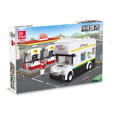 JIESTAR 55005 non  THÀNH PHỐ TOÀN CẦU CAMPERVAN bộ đồ chơi xếp lắp ráp ghép mô hình City GLOBAL CITY CAMPERS 337 khối