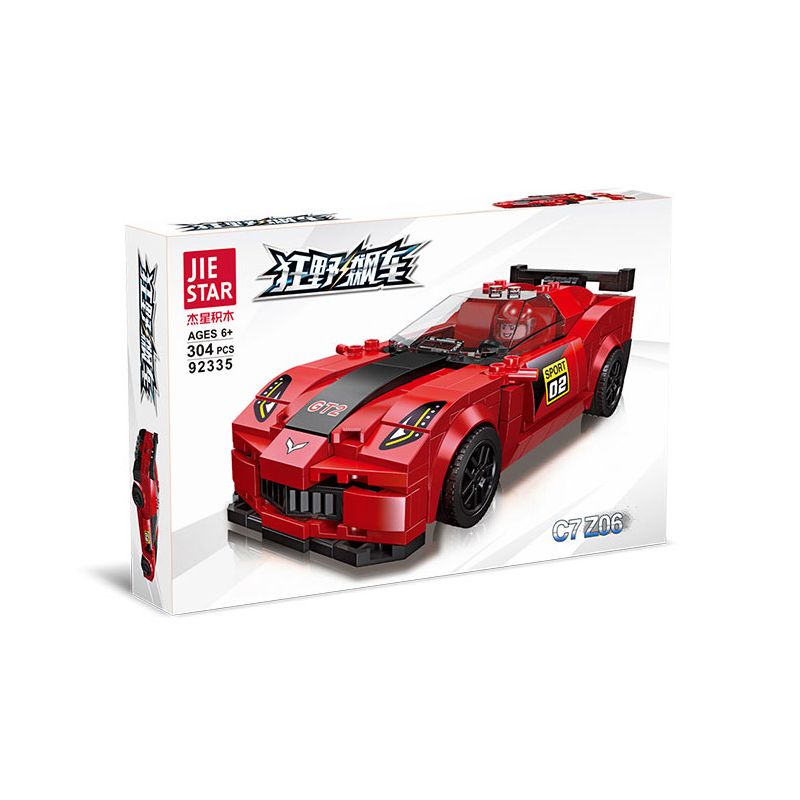 JIESTAR 92335 non  ĐUA NHỰA ĐƯỜNG CORVETTE C7 Z06 bộ đồ chơi xếp lắp ráp ghép mô hình Racers Đua Tốc Độ 304 khối