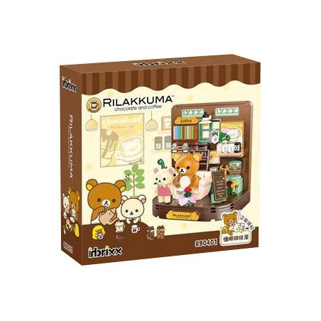INBRIXX 890401 non  RILAKKUMA QUÁN CÀ PHÊ LƯỜI BIẾNG bộ đồ chơi xếp lắp ráp ghép mô hình RILAKKUMA CHOCOLATE AND COFFEE