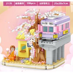 WELEMAGINATION 2135 non  HOA ANH ĐÀO ĐƯỜNG SẮT CAO TỐC bộ đồ chơi xếp lắp ráp ghép mô hình Girl CHERRY BLOSSOM SEASON Con Gái 596 khối