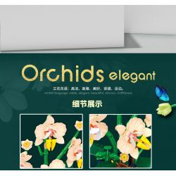WELEMAGINATION 2139 non  HOA LAN VÀNG THƠM bộ đồ chơi xếp lắp ráp ghép mô hình Flowers ORCHIDS ELEGANT 606 khối