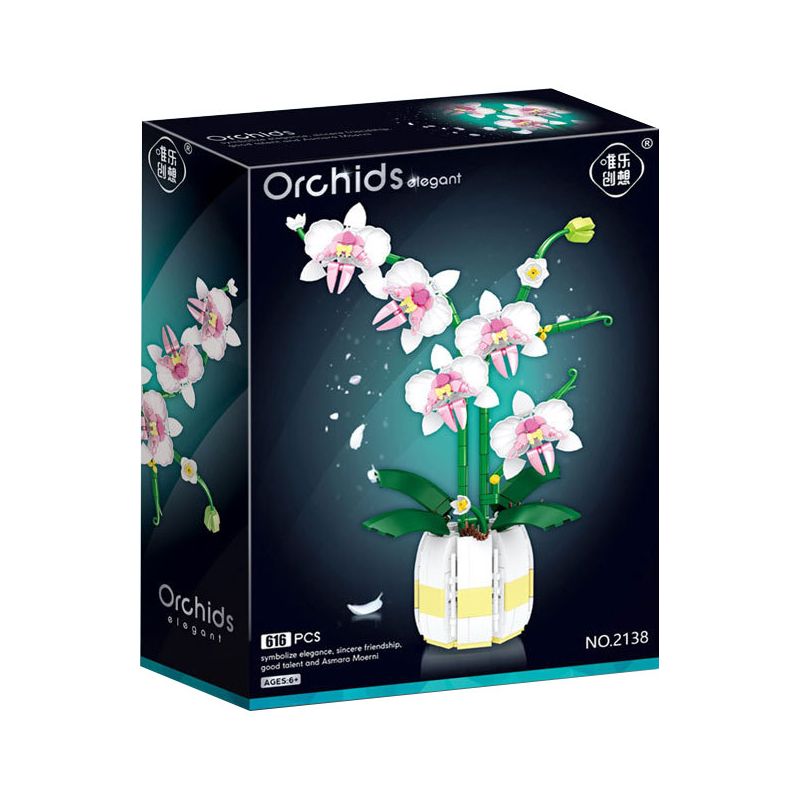 WELEMAGINATION 2138 non  LAN TẤN QUÝ PHU bộ đồ chơi xếp lắp ráp ghép mô hình Flowers ORCHIDS ELEGANT Hoa 616 khối
