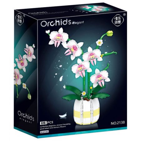 WELEMAGINATION 2138 non  LAN TẤN QUÝ PHU bộ đồ chơi xếp lắp ráp ghép mô hình Flowers ORCHIDS ELEGANT Hoa 616 khối