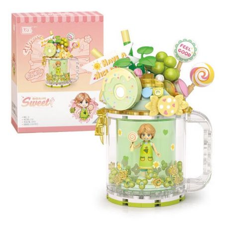 LOZ 4205 non  CỐC CÁT LÚN KEM NẮNG XANH bộ đồ chơi xếp lắp ráp ghép mô hình SWEET QUICKSAND CUP 252 khối